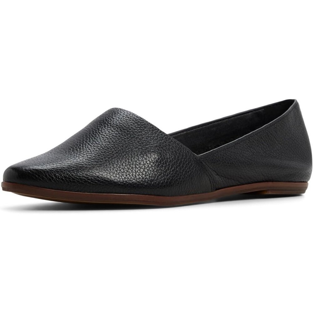 ALDO Womens Black Leather Closed Rounded Toe Comfortable Blanchette Ballet Flat